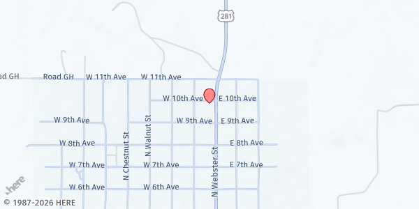 Map showing Wesleyan Church at 941 N Webster St, Red Cloud, NE
