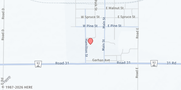 Map showing Faith Evangelical Lutheran Church at 300 Hamilton St, Rising City, NE