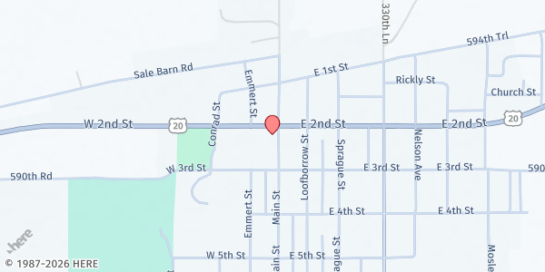 Map showing Community Action Partnership - Rushville - Food Distribution Center at 207 S Main St, Rushville, NE