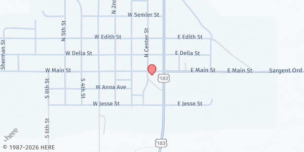 Map showing Evangelical Free Church at 106 E Main St, Sargent, NE