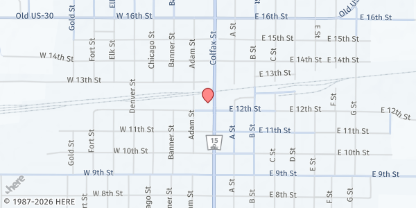 Map showing Colfax County Food Pantry at 1213 Colfax St, Schuyler, NE