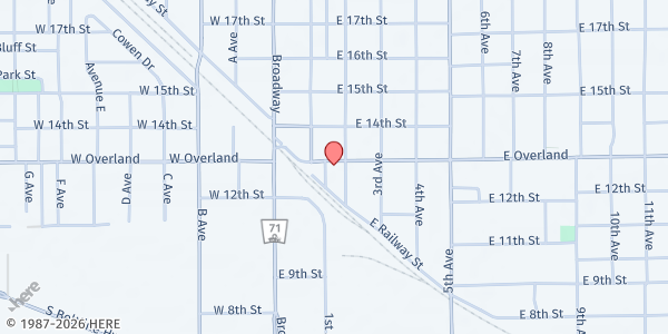 Map showing Potter's Wheel Ministries Distribution Center at 118 E Overland, Scottsbluff, NE