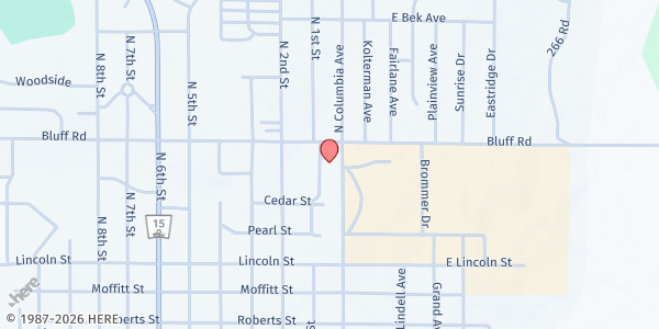 Map showing Food Bank of Lincoln at St. John Lutheran Church at 919 N Columbia Ave, Seward, NE