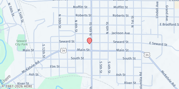 Map showing Heart to Heart Ministries at 105 S 6th St Suite B, Seward, NE