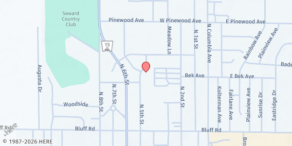 Map showing Seward United Methodist Church at 1400 N 5th St, Seward, NE