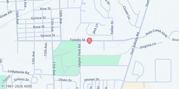 Map showing Cheyenne County Community Center at 627 Toledo St, Sidney, NE