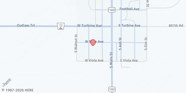 Map showing Springview Methodist Church at 205 S Oak St, Springview, NE