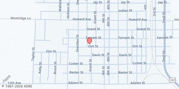Map showing Christ Lutheran Church at 1022 Elm St, St Paul, NE