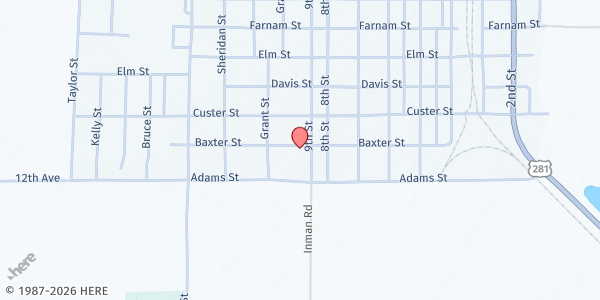 Map showing Grace Baptist Church at 123 9th St, St Paul, NE
