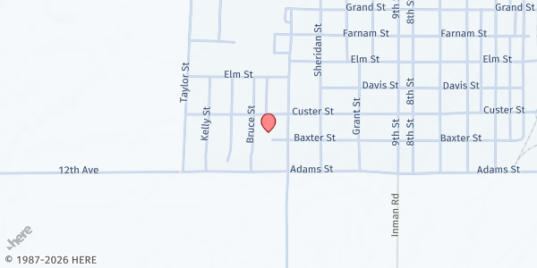Map showing United Methodist Church - St Paul at 1320 Baxter St, St Paul, NE
