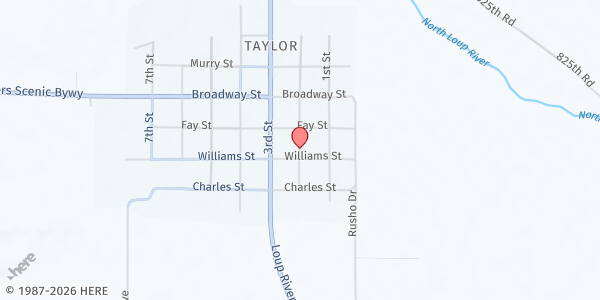 Map showing Prairie Pantry - Food Distribution Center at 406 2nd St, Taylor, NE
