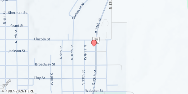 Map showing Child Nutrition Services - Tecumseh at 241 N 12th St D, Tecumseh, NE