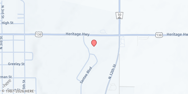 Map showing Food Bank Lincoln at Tecumseh Fire Hall at 1110 Buffalo Dr., Tecumseh, NE