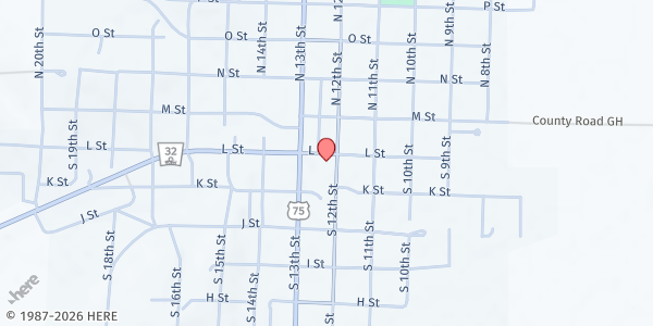 Map showing Emmanuel Lutheran Church at 210 S 12th St, Tekamah, NE