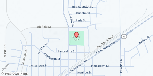 Map showing Food Bank Lincoln at Waverly Community Center at 11120 N 141st St, Waverly, NE