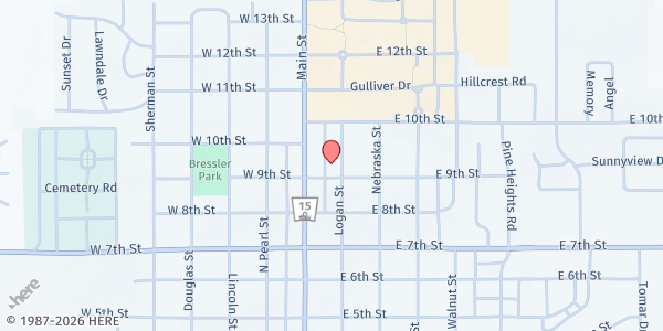 Map showing Grace Lutheran Church at 904 Logan St, Wayne, NE
