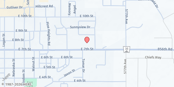 Map showing Journey Church at 1110 E 7th St, Wayne, NE