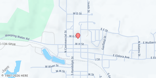Map showing First Congregational Church at 204 N Elm St, Weeping Water, NE
