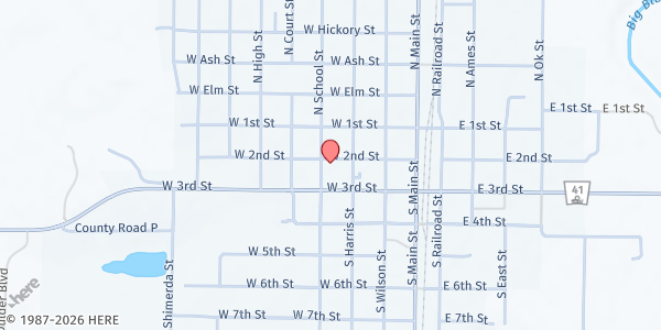 Map showing First Evangelical Lutheran Church at 204 S School St, Wilber, NE