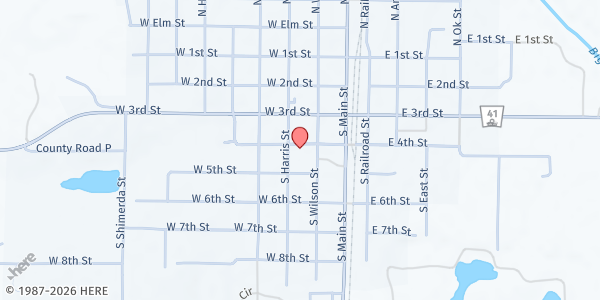 Map showing United Methodist Church at 215 W 4th St, Wilber, NE