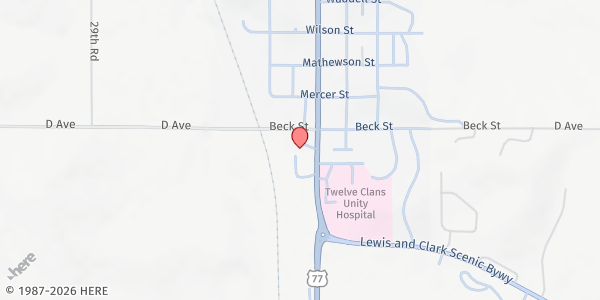 Map showing WIC Program - Winnebago at 117 S Bluff St, Winnebago, NE