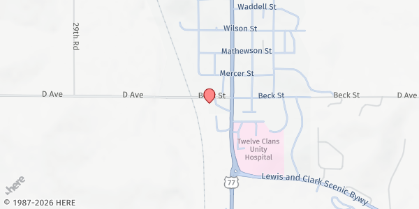 Map showing Winnebago Shelter at , Winnebago, NE
