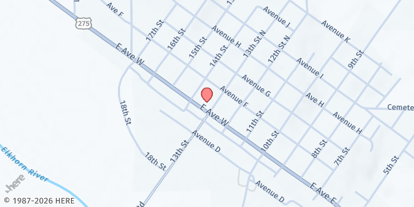 Map showing St Paul Lutheran Church at 509 13th St N, Wisner, NE