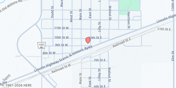 Map showing Wood River Food Pantry at 120 E. 9th St., Wood River, NE