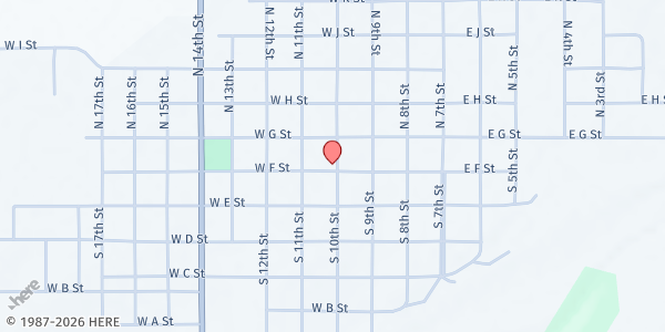 Map showing Wymore United Methodist Church at 121 S 10th St, Wymore, NE