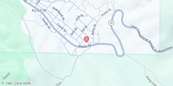 Map showing Helping Hands of Austin (Austin Baptist Church) at 234 Water Street, Austin, NV