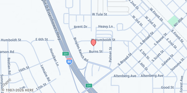 Map showing Assembly of God, food pantry (battle Mountain) at 289 Stone Ave., Battle Mountain, NV