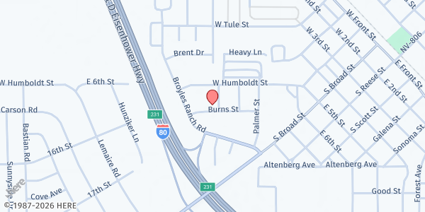 Map showing Battle Mountain Assembly of God at 289 Stone Ave., Battle Mountain, NV