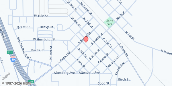 Map showing Grace Presbyterian Church (OPC) at 45 E 4th St, Battle Mountain, NV