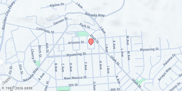 Map showing Boulder City Senior Center at 813 Arizona St., Boulder City, NV