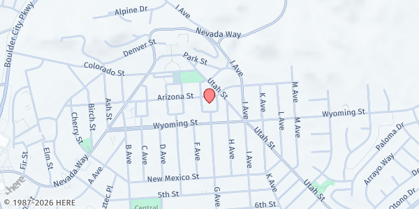 Map showing Senior Center of Boulder City at 813 Arizona St., Boulder City, NV