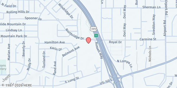 Map showing Boys and Girls Club of Western Nevada at 1870 Russell Way, Carson City, NV