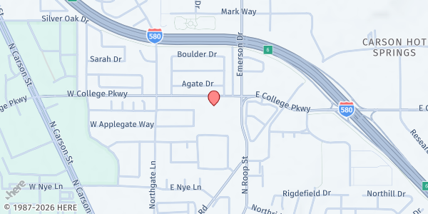 Map showing Carson City Seventh Day Adventist Church at 405 College Parkway, Carson City, NV