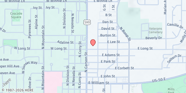 Map showing F.I.S.H. Carson City at 138 E Long St., Carson City, NV