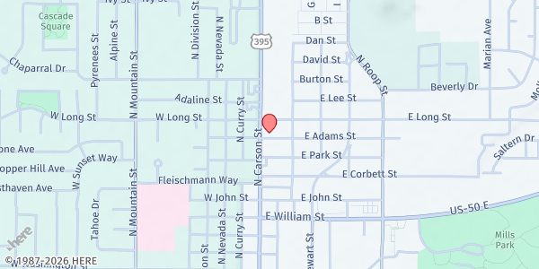 Map showing Nations Finest Carson City at 106 E Adams Suite 203, Carson City, NV