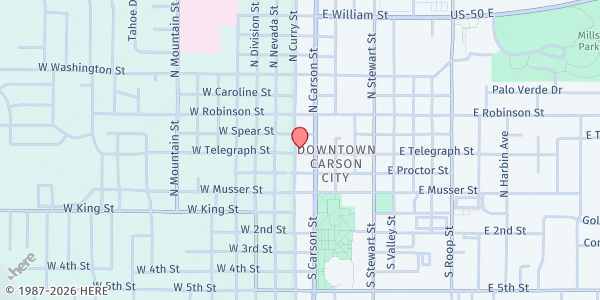 Map showing Nevada HOP Carson City at 112 W Telegraph St, Carson City, NV