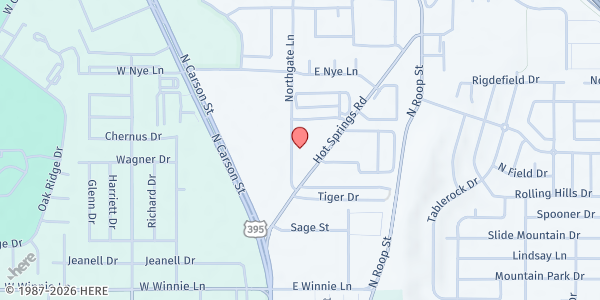 Map showing Ron Wood Family Resource Center and FRC at 2621 Northgate Ln., Carson City, NV