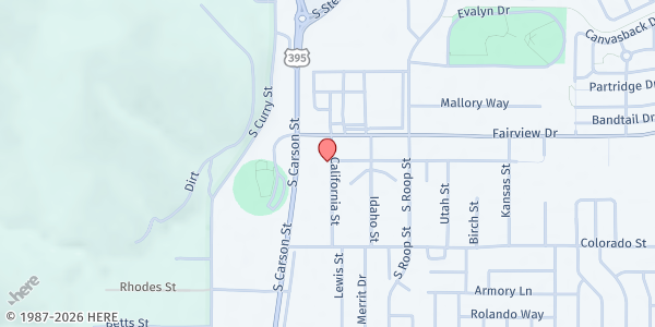 Map showing Southgate Apartments (Seniors 60+) at 2100 California St., Carson City, NV