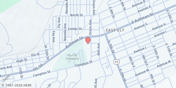 Map showing Ely Shoshone Paiute Tribe at 505 S. Picoche Hwy, Ely, NV