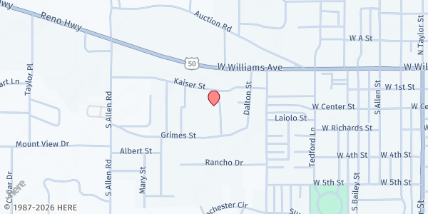 Map showing New Frontier Treatment Center at 1490 Grimes St., Fallon, NV