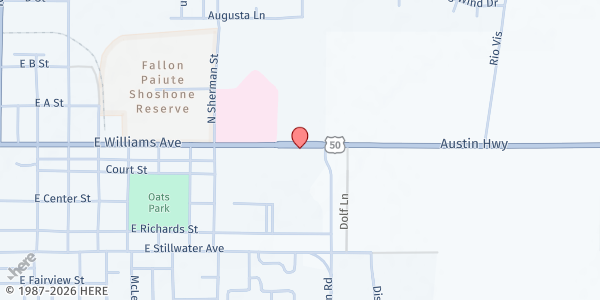 Map showing Oasis Academy at 920 W. Williams Ave, Fallon, NV