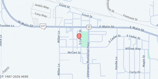 Map showing Living Faith Church at 110 S Center St, Fernley, NV