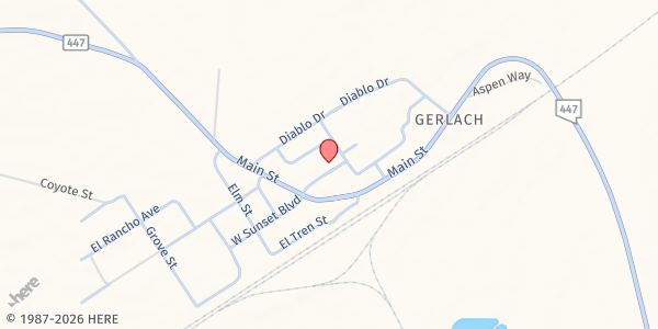 Map showing Gerlach Senior Citizens Center at 385 E. Sunset Blvd, Gerlach, NV