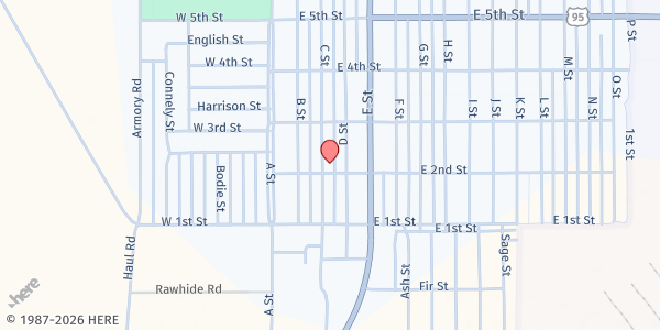 Map showing Bethany Lutheran Church at 204 C St, Hawthorne, NV