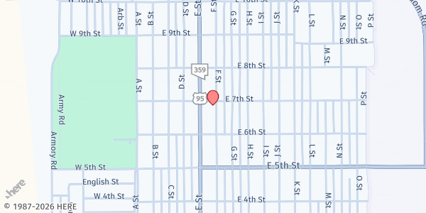 Map showing Community Presbyterian Church at 7th St, Hawthorne, NV
