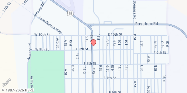 Map showing Consolidated Agencies of Human Services and FRC at 924 E 5th St, Hawthorne, NV